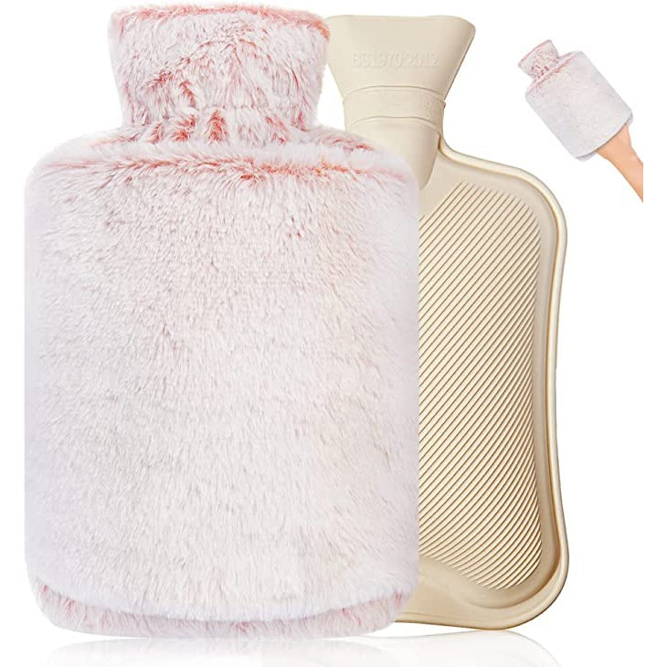 Hot Water Bottle light pink fluffy cover and a muff!