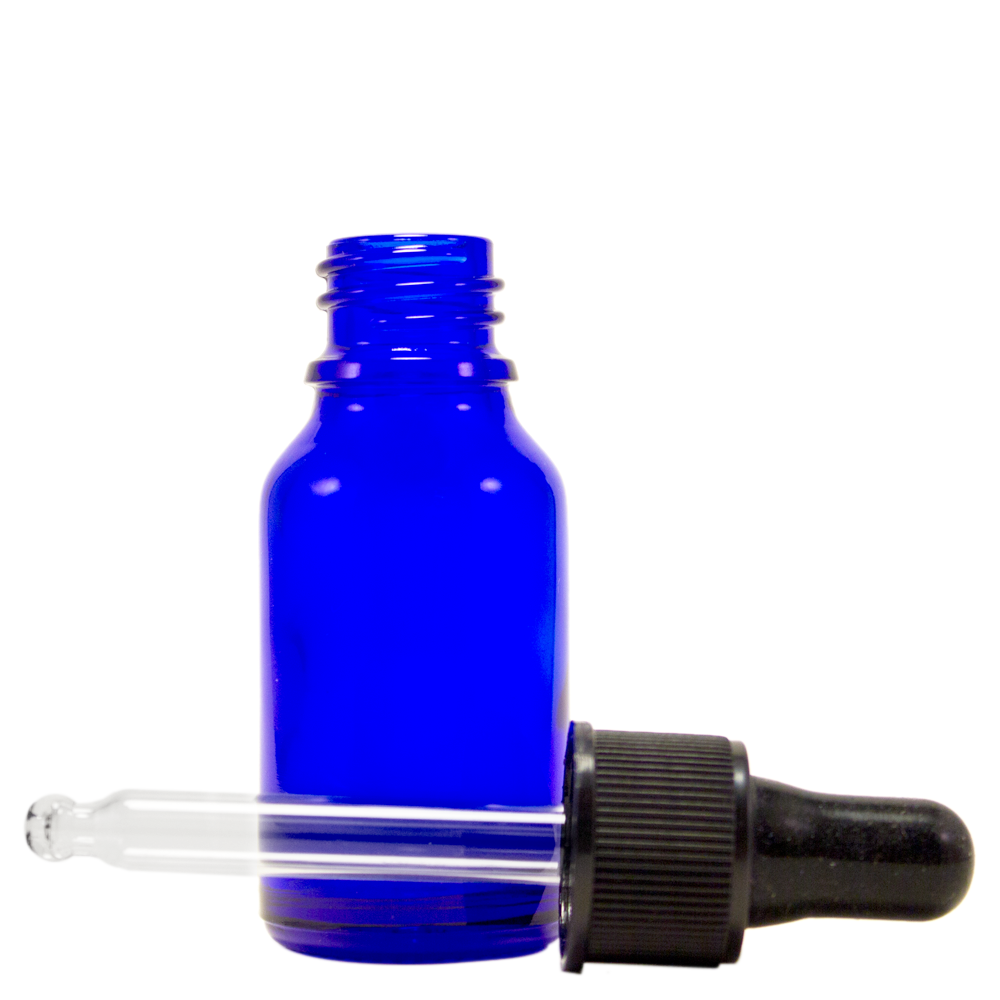 Blue 1/2 oz. Glass Bottle with Dropper
